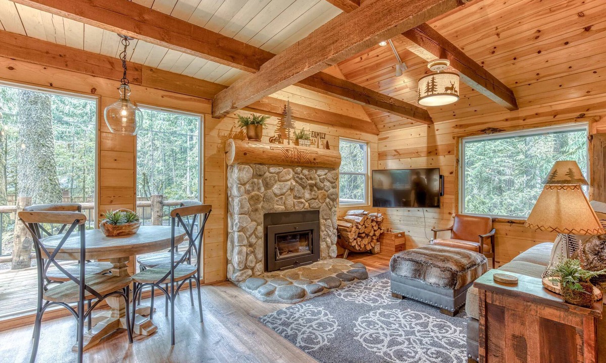 Rhododendron Cabin | 2-story mountain cabin with loft and fireplace, deck, streaming, washer&dryer