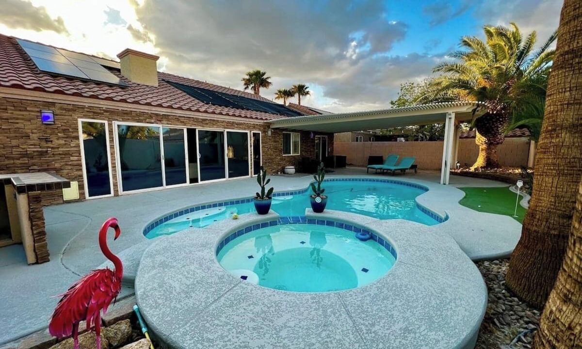 North Las Vegas Villa | LV2 Dreamy Vegas Backyard Oasis with Resort Pool & Spa!