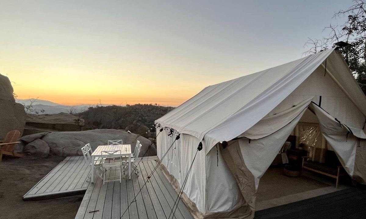 Fallbrook RV Rental | Romantic Mountain Tented Cabin with Spacious Interior and Spectacular Sunsets in California