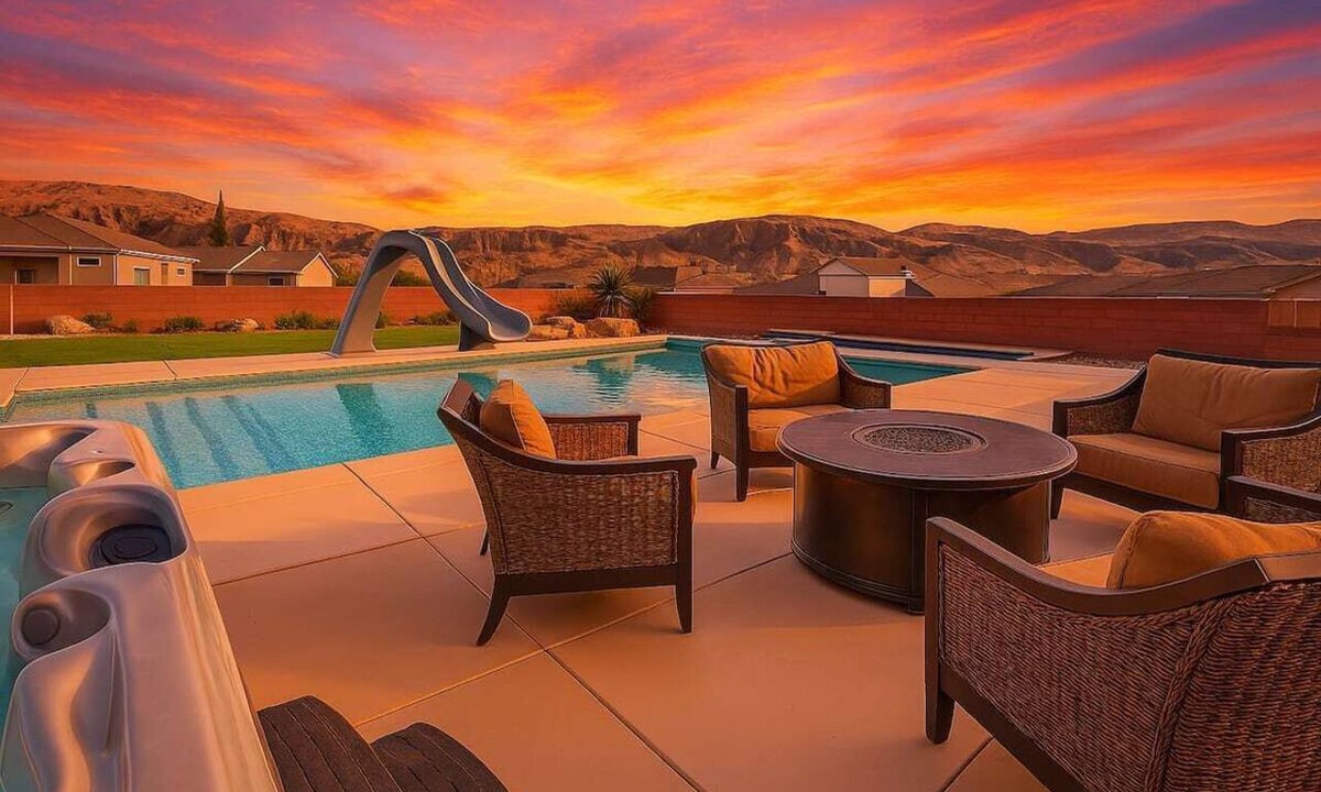 La Verkin House | Spacious Home with Fire Pit, Hot Tub, Pool + Slide