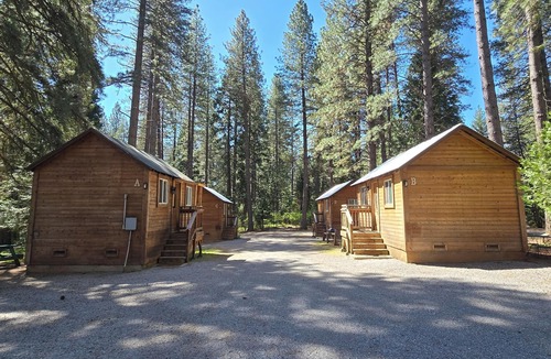 Shingletown RV Rental | Camping Cabin C Near Lassen NP With Shared Bathrooms/Showers