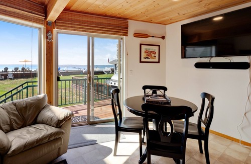 Camano Island House | Charming beachfront home with ocean and mtn. views, firepit, private gas grill!