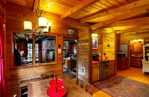 Brightwood Cabin | Cozy riverfront cabin with wood-burning fireplace, lovely deck, and washer/dryer