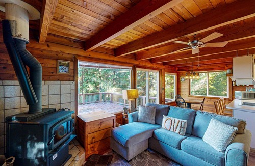 Otis Cabin | Dog friendly cabin with ocean view fast WiFi fireplace and washer dryer