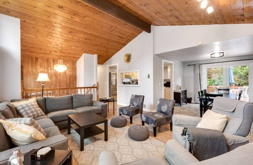 Langley House | Getaway with large deck, play area, enclosed yard & game room - near Lone Lake