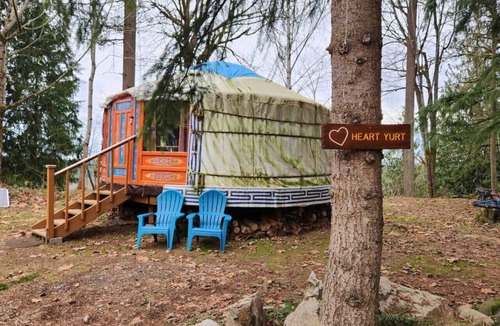 Buckley RV Rental | Heart Yurt · Forest Glamping · Most Beloved · Sleeps 3 · Hot Tub