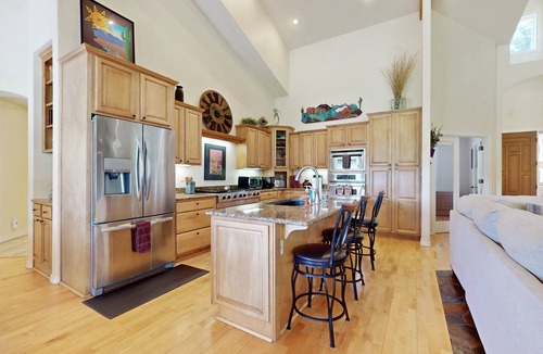 Flagstaff House | Lavish home with dual living areas & golf course views near skiing and dining