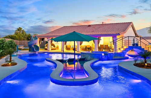 Coachella House | LAZY RIVER, Water slide, Arcade, Race track &Games, Playground