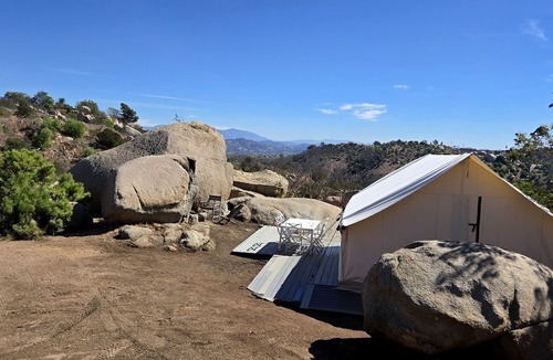 Fallbrook RV Rental | Romantic Mountain Tented Cabin with Spacious Interior and Spectacular Sunsets in California