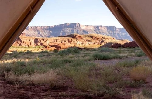 Moab RV Rental | Rustic Family Glamping Tent for Outdoor Adventure Lovers by the Colorado River in Moab, Utah