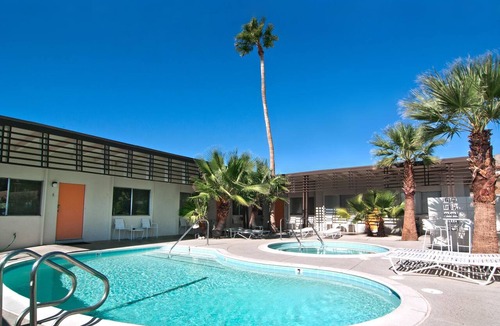 Desert Hot Springs Apartment | The Getaway 1BR #2: Pool, Mountain View, Kids/Pets welcome