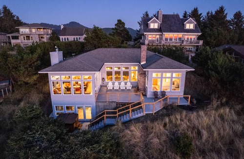 Pacific City House | Truly Epic Panoramic Ocean Views, Enormous Deck, Hot Tub, Chef's Kitchen, BBQ, Custom Local Art