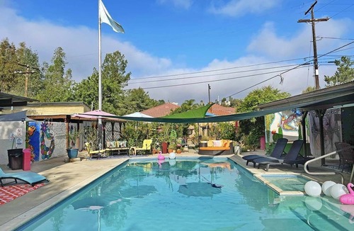El Cajon Apartment | Vibrant Bohemian Loft Apartment with Shared Pool, Garden & Colorful Murals