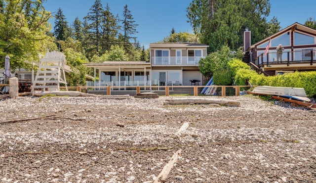 Beautiful Beach Front Home on Hood Canal With Water and Mountain Views.