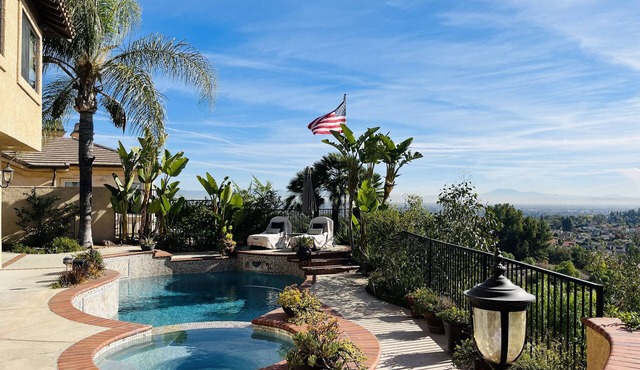 City lights landscape high-end mansion