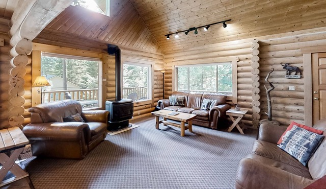 Custom-built log home w/gas grill, free WiFi, deck, and private location