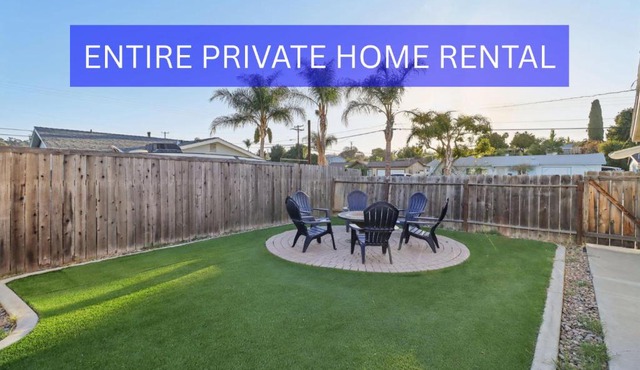 Entire Private Home with Gated Yard, Parking, King Bed, 3 Bedrooms, Available Now