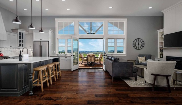 Incredible New Farmhouse Above Vineyard on 80+ Acres w/Huge Deck & Ping Pong In Heated/AC Garage
