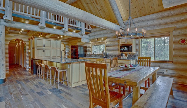 Private Riverfront Log Cabin Retreat on 1.5 Acres, Bordering the National Forest