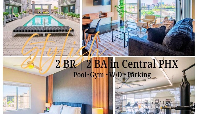 Upscale 2BRDowntown Apartment Balcony & Amenities